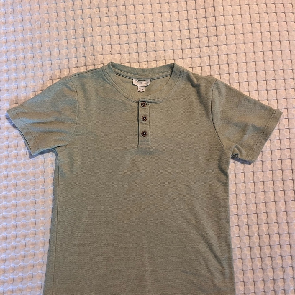 Kids Green Henley Shirt